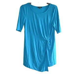 Vision 155 Women's Ocean Blue Short Sleeve Knot Front Dress, Size Small